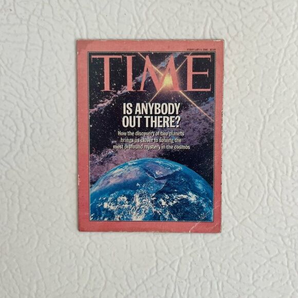 Rare Vintage Time Magazine Is Anybody Out There? Space Fridge Magnet - Picture 1 of 1